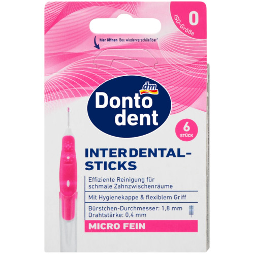 Міжзубні щітки Donto dent Denkmit 1,8 діаметр щітки, 0,4 мм товщина ISO 0 рожеві, 6 шт